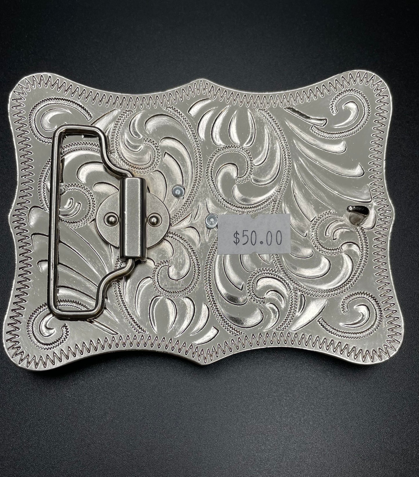 Silver Buckle With Bronze Horse