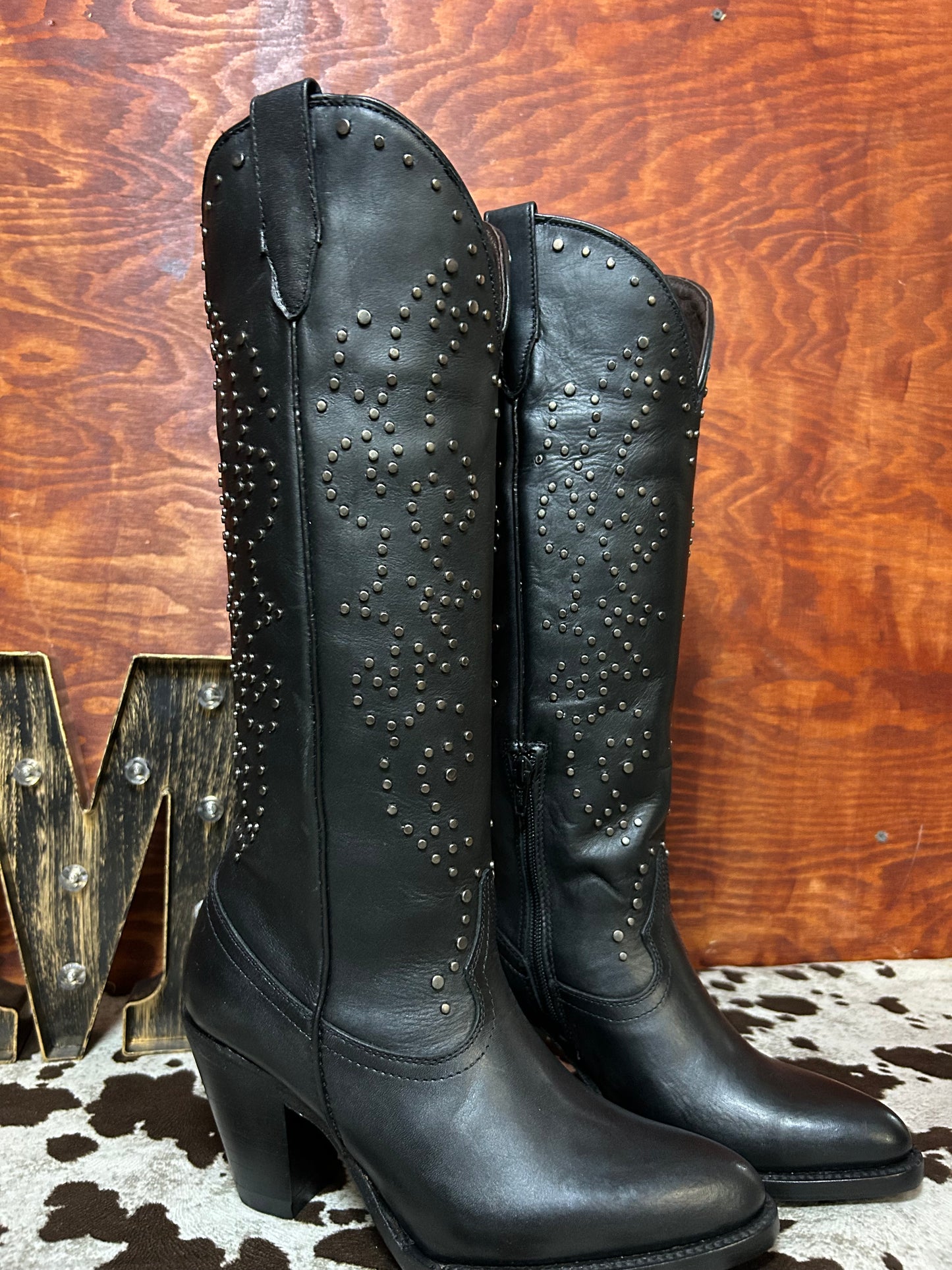 Taylor Black Knee High Snip Toe Boot