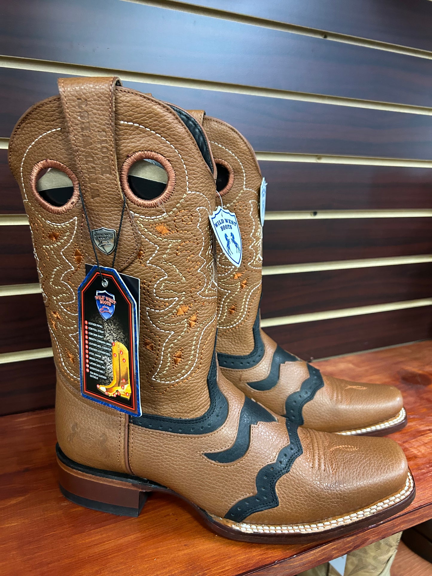 Rodeo Square Toe Long Horn Boots(Brown)