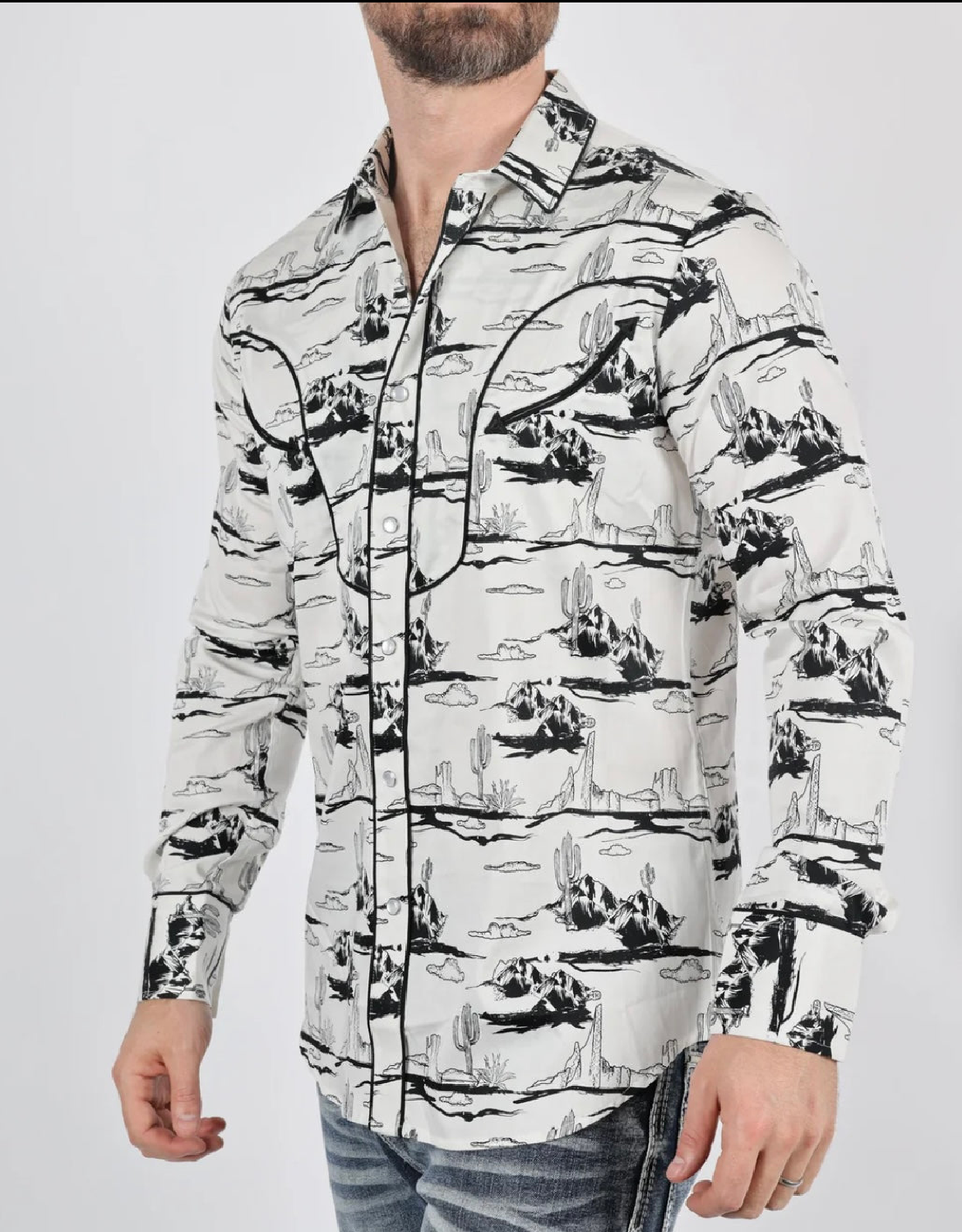 Wild West Long Sleeve Shirt (Burgundy & White)