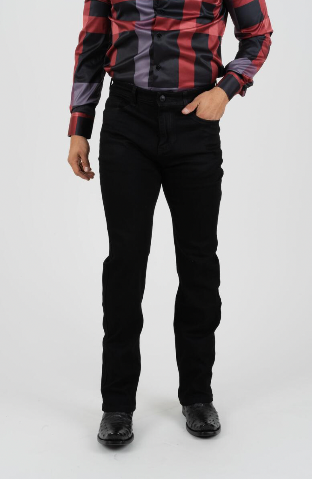 Black Boot Cut Woven Jeans