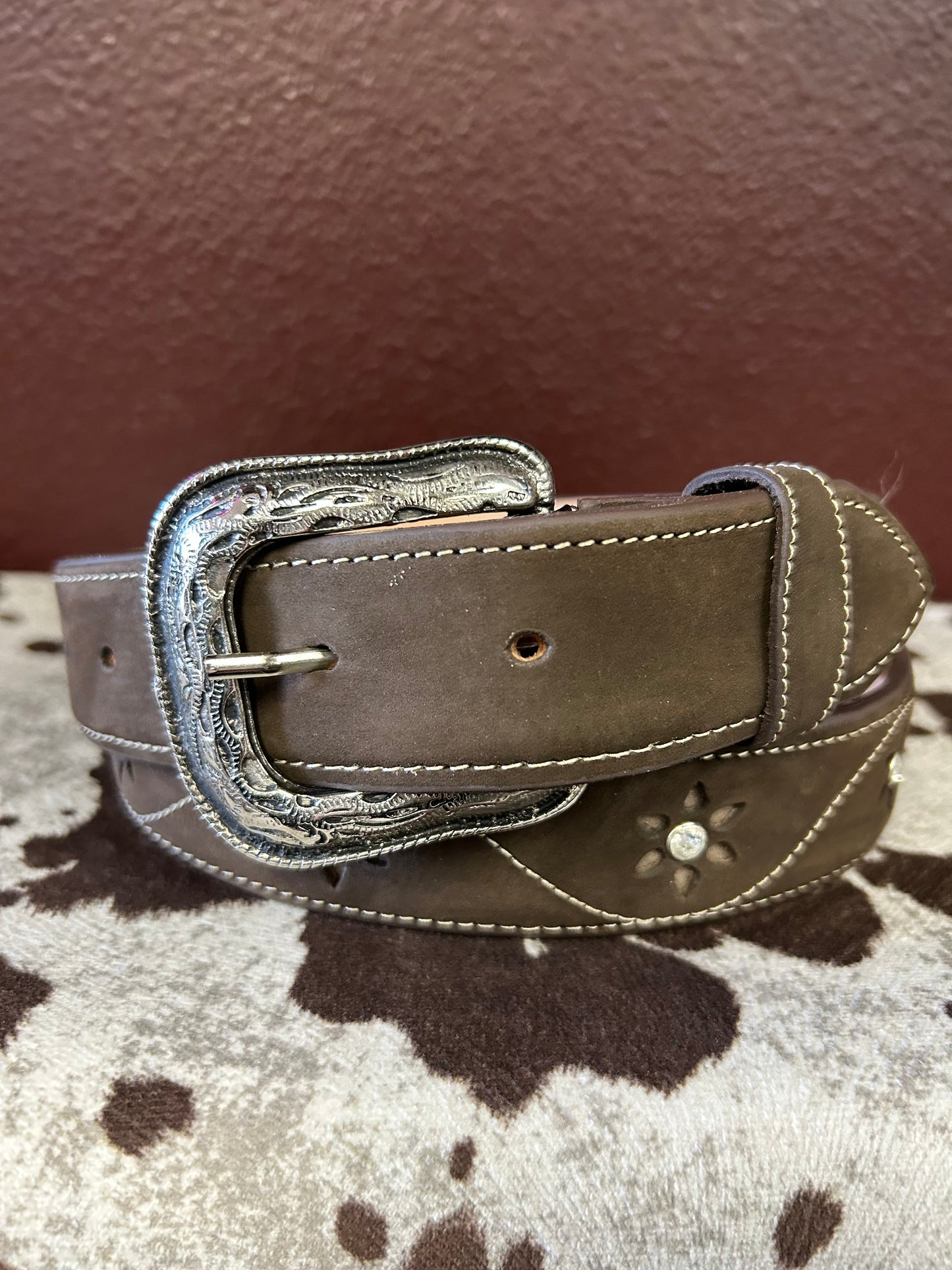 Women’s Brown Belt with Stone Accents