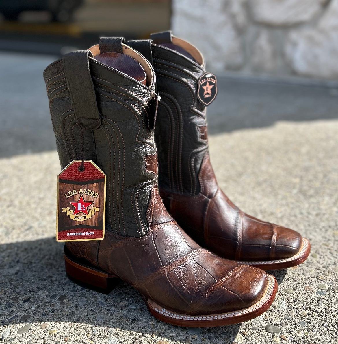 Square Toe Genuine Alligator Boot (Brown)