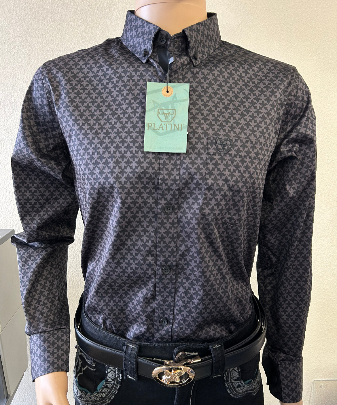 El Patrón - Men’s Long Sleeve Shirt (Black & Butter)