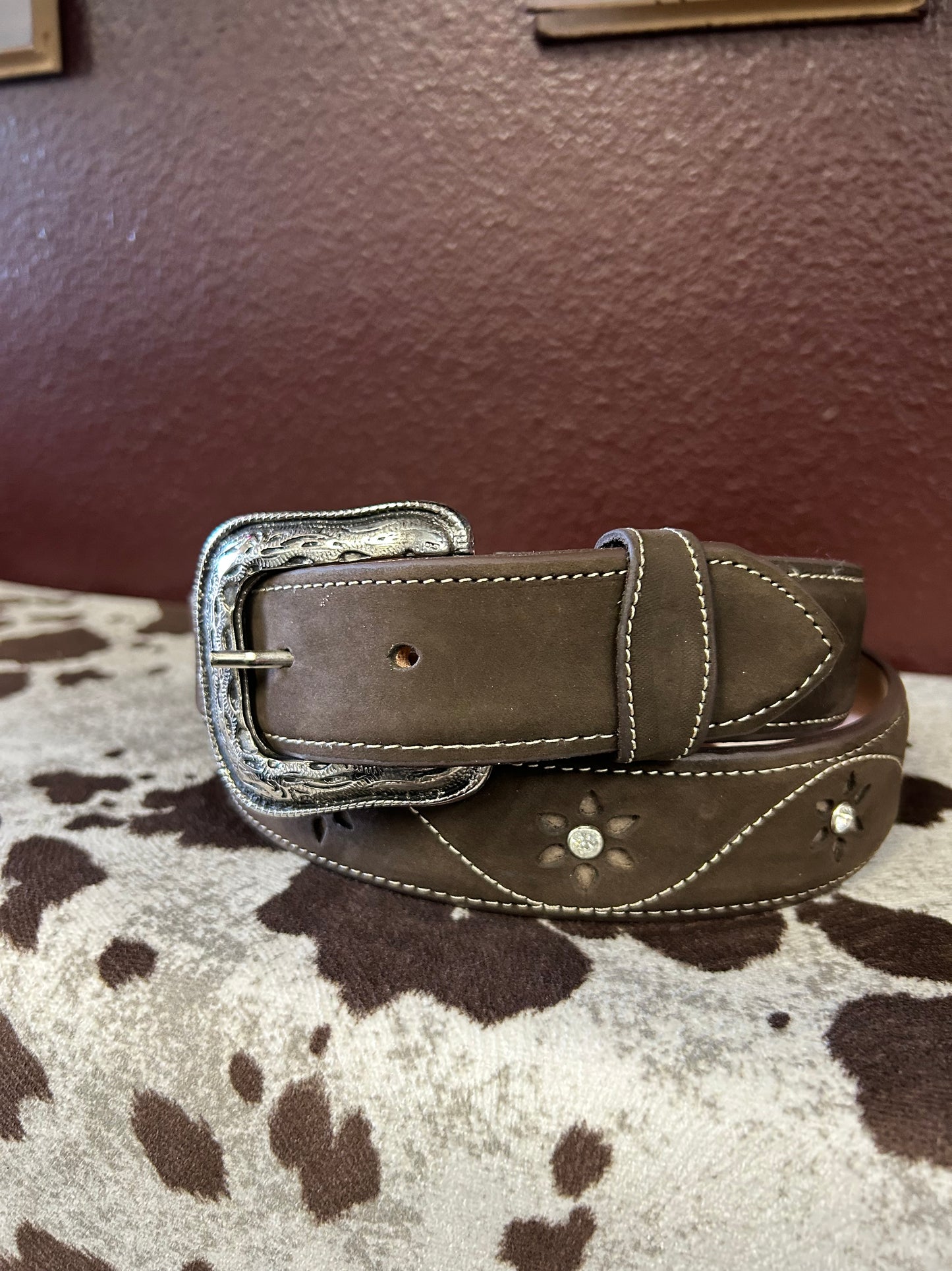 Women’s Brown Belt with Stone Accents