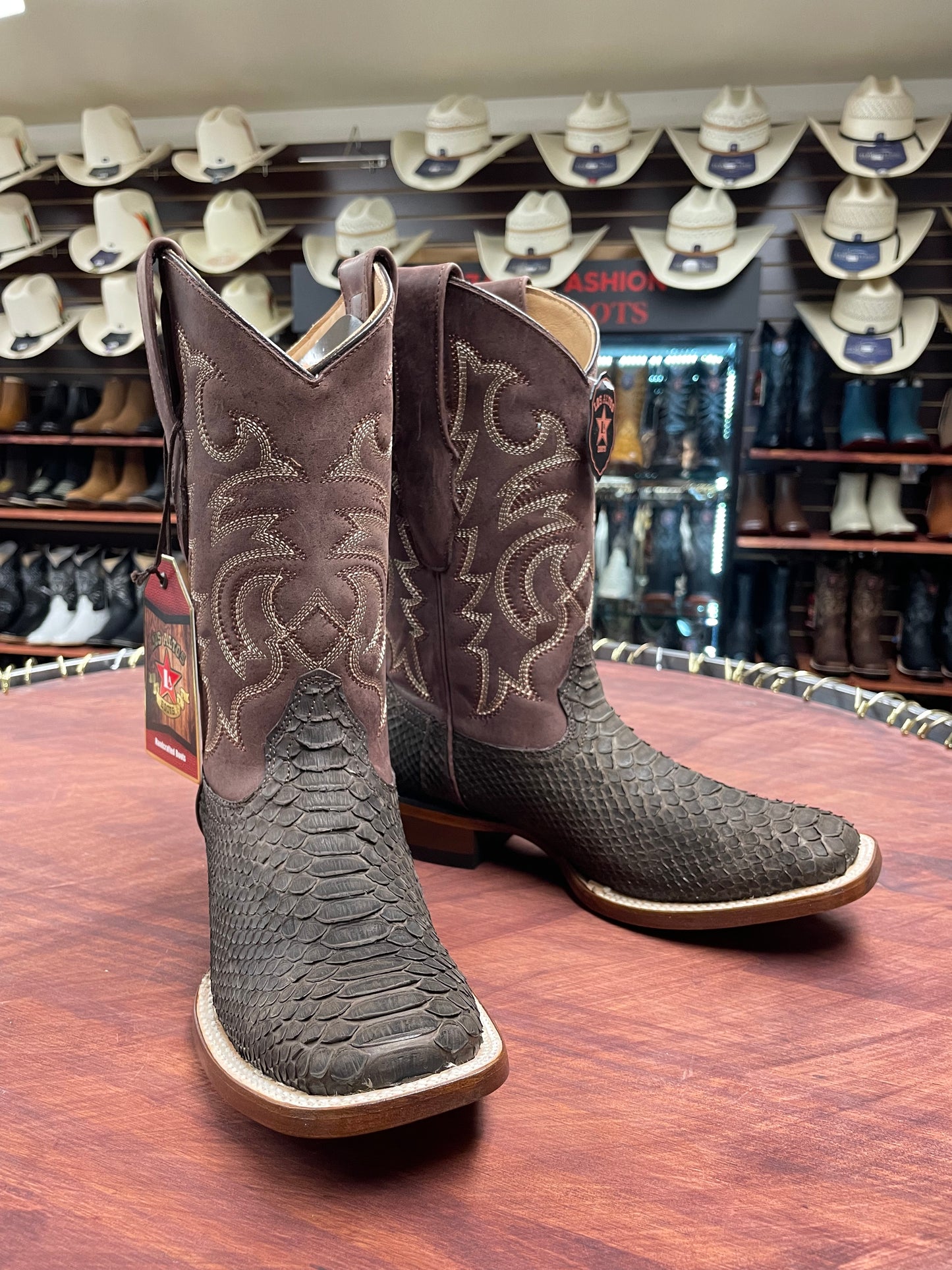 Los Altos Genuine Suede Brown Python Boot