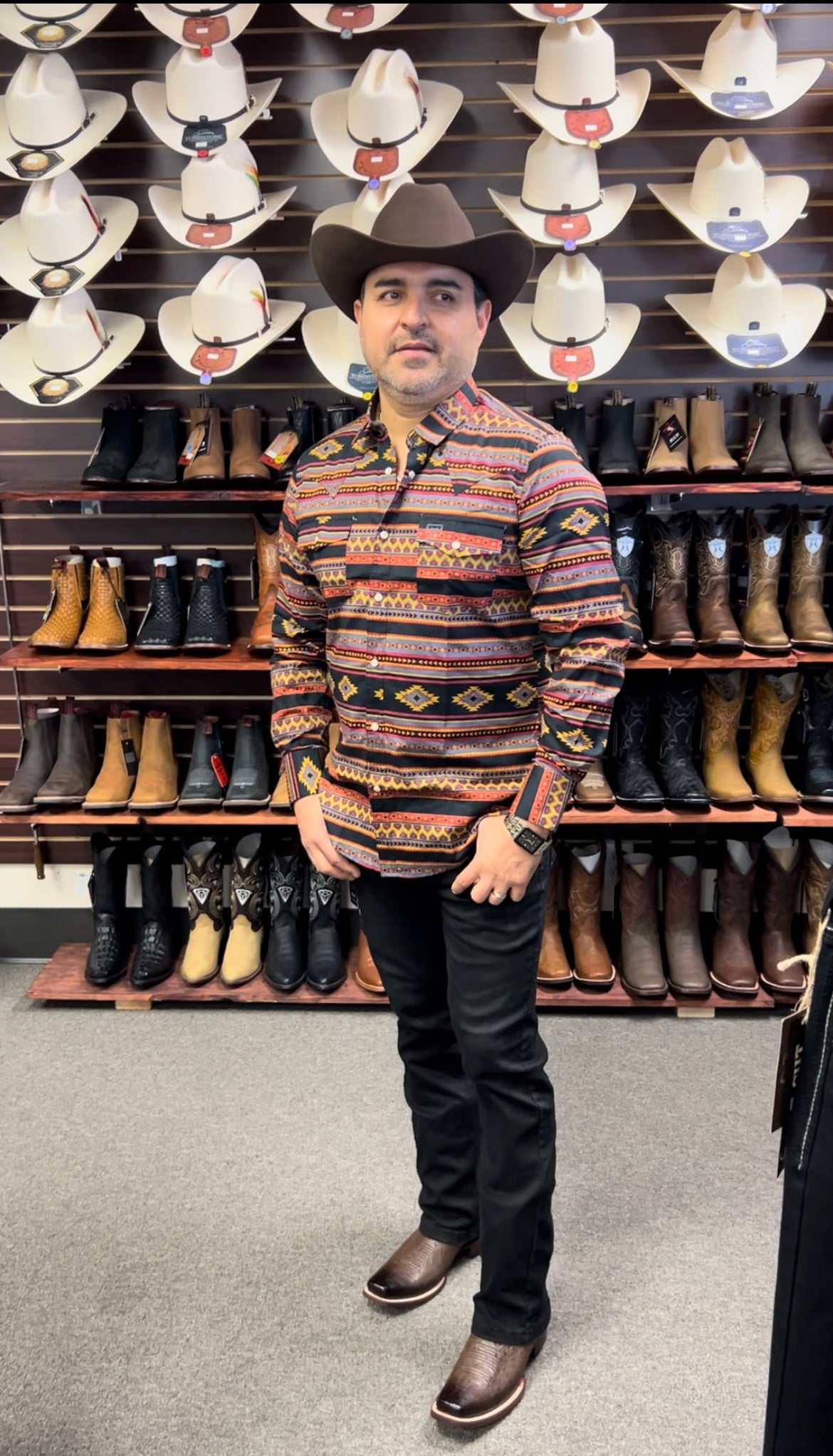 Red Aztec Print Dress Shirt