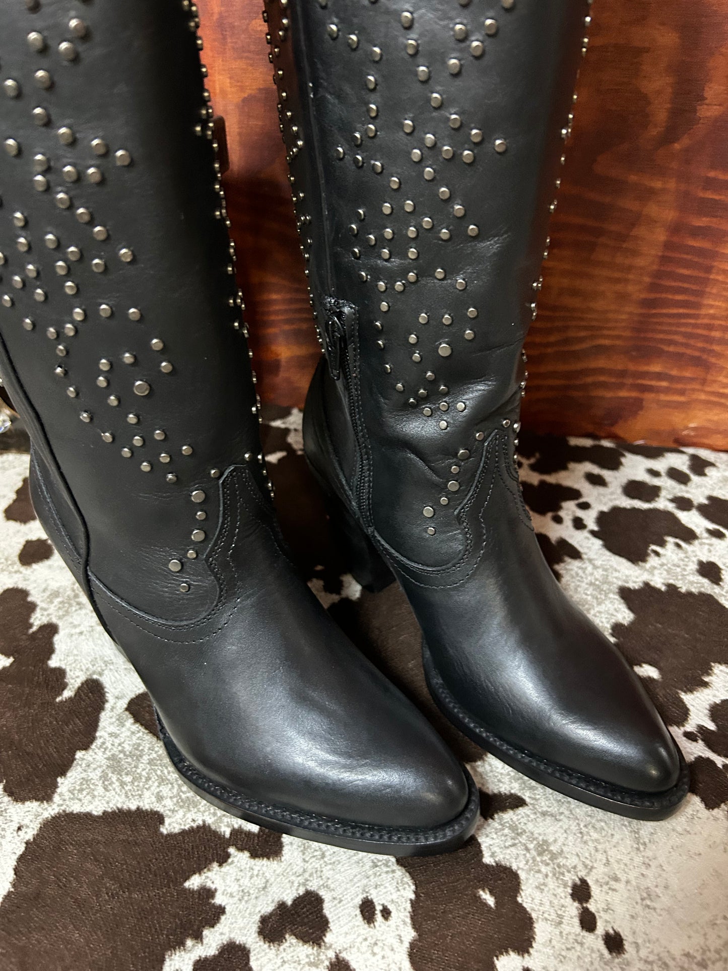 Taylor Black Knee High Snip Toe Boot