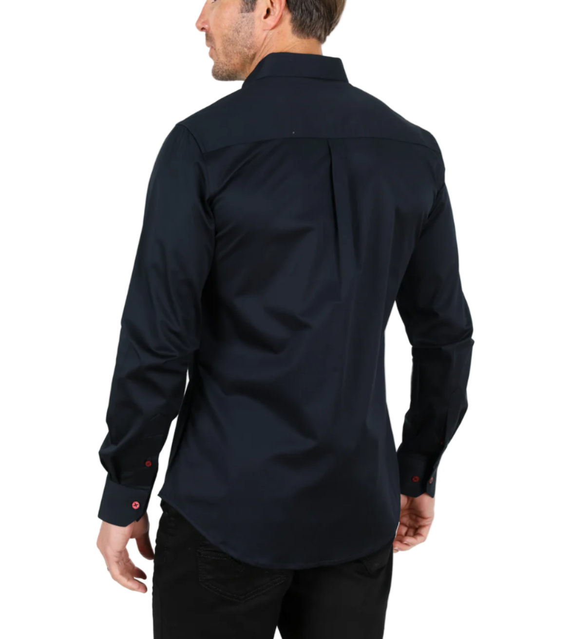 Navy with Red Buttons Men’s Long Sleeve Shirt
