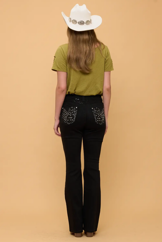 Black Bling Bootcut Jeans