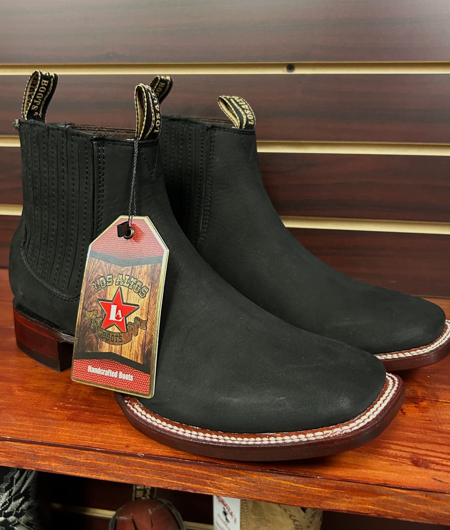 Square Toe Men’s Ankle Boot (Suede Black)