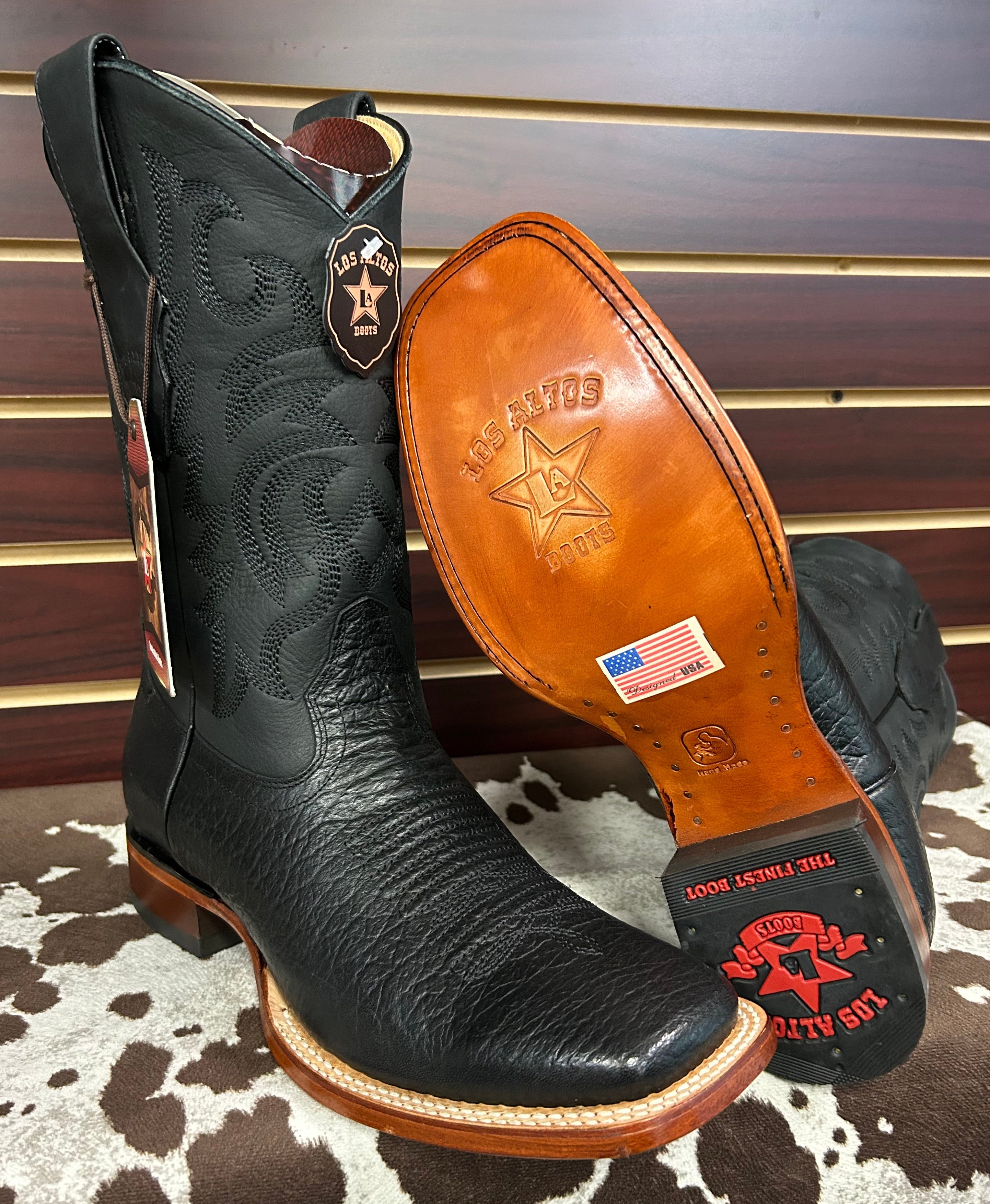 Bull Shoulder Square Toe Boot (Black) – Mendoza's Western Wear