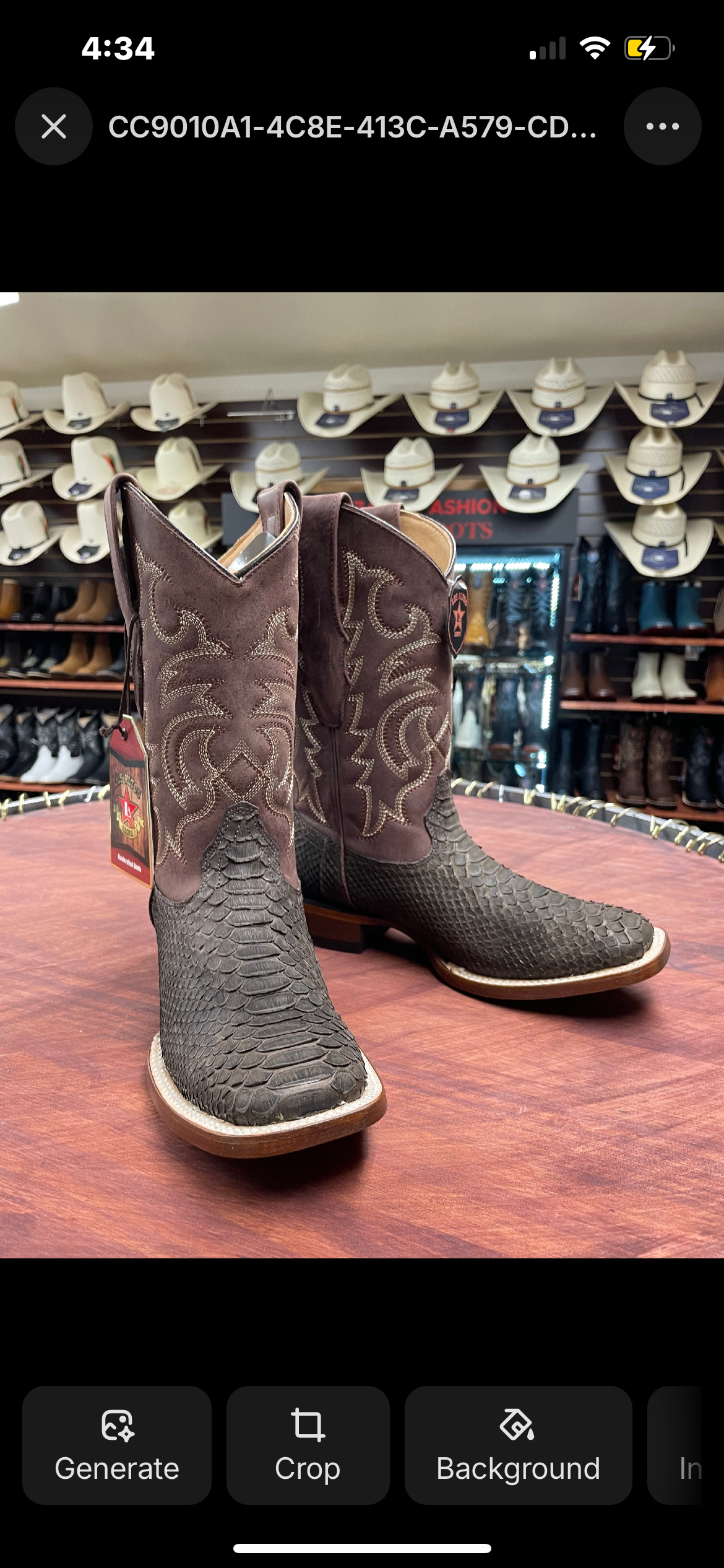 Square Toe Genuine Python Boot (Brown)