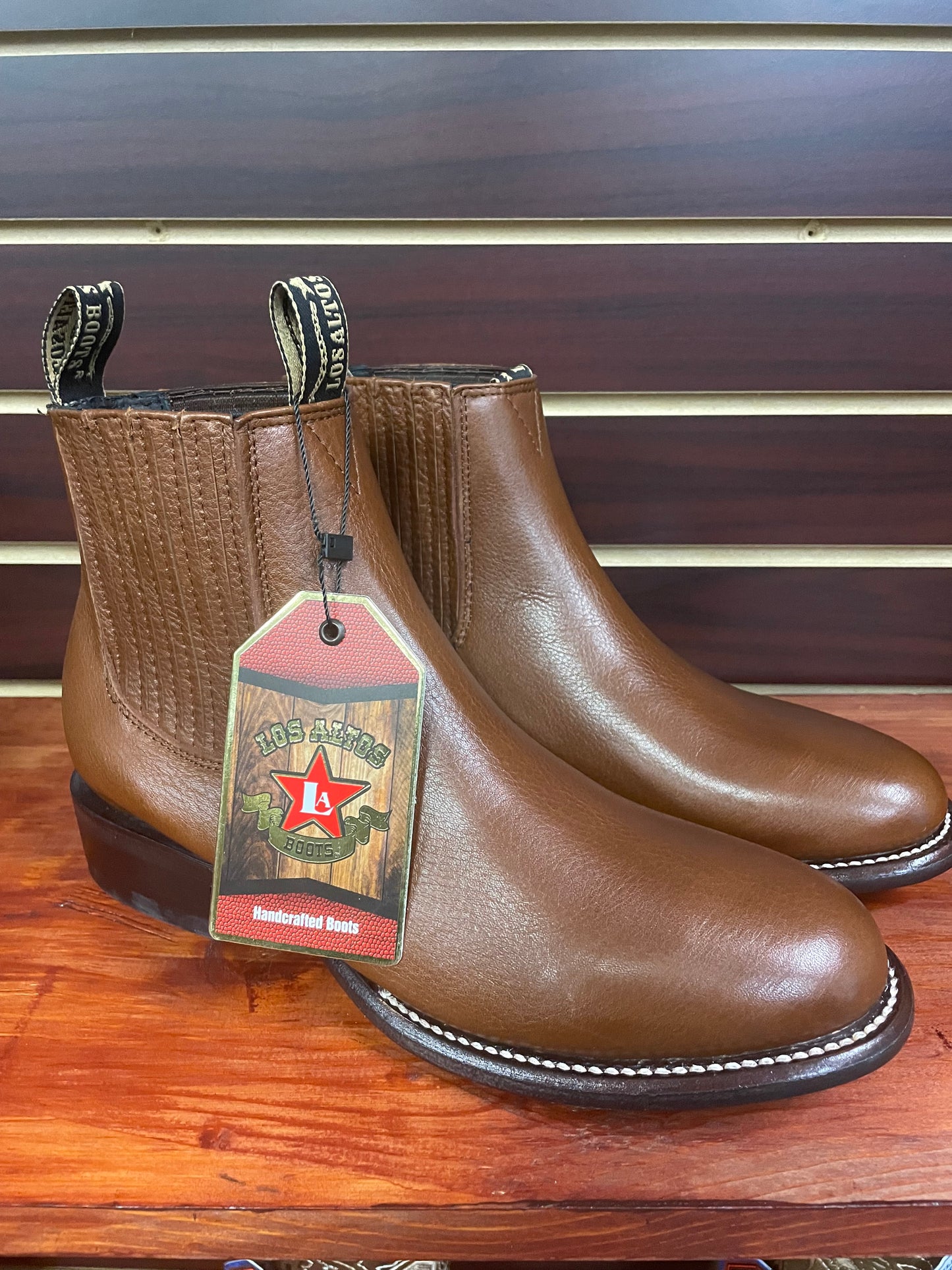 Belmont Charro Short Boot Oval Toe (Brown)