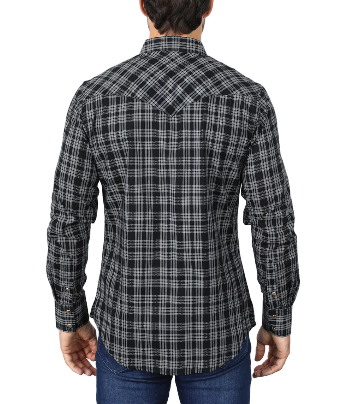 Black & White Western Checkered Long Sleeve Shirt