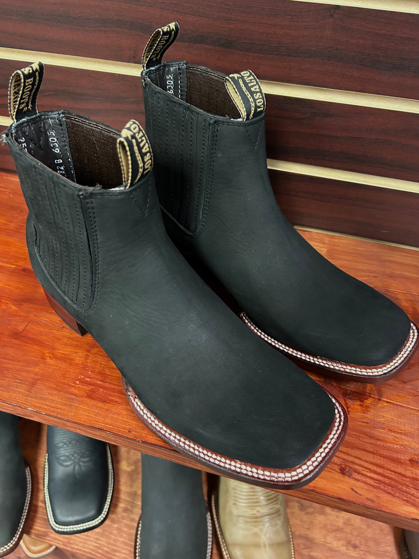 Square Toe Men’s Ankle Boot (Suede Black)