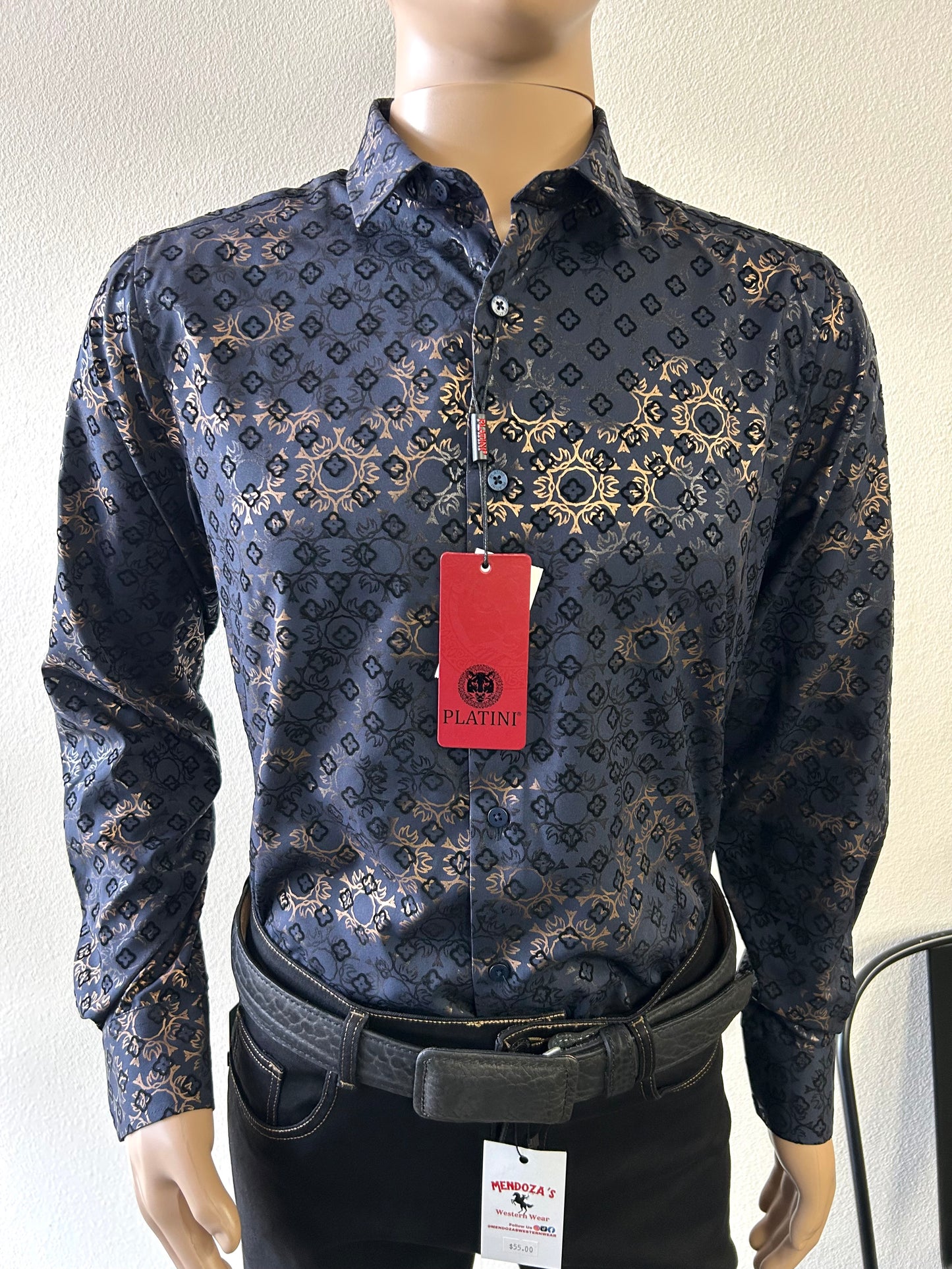 Dark Blue and Gold Long Sleeve Shirt