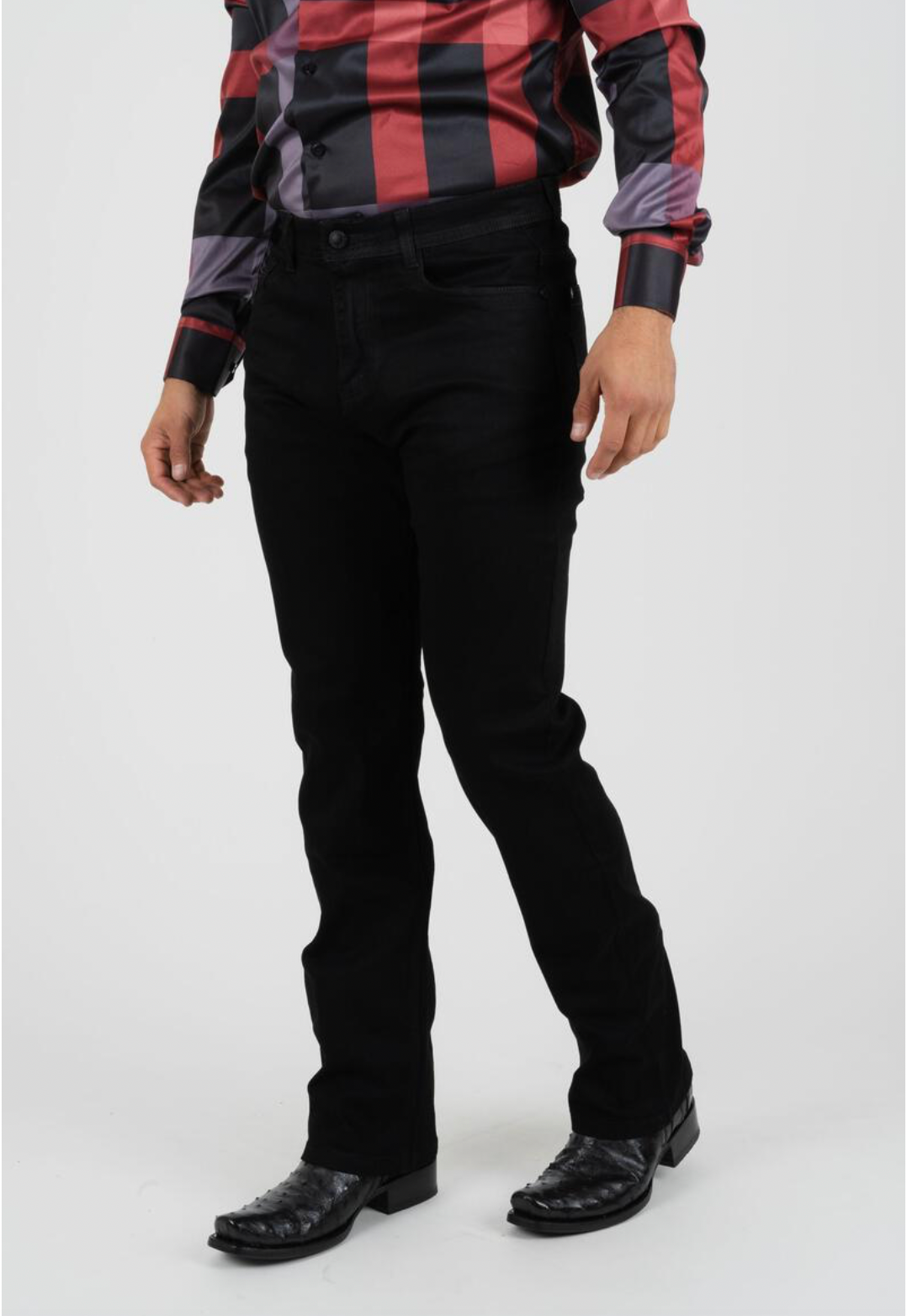Black Boot Cut Woven Jeans