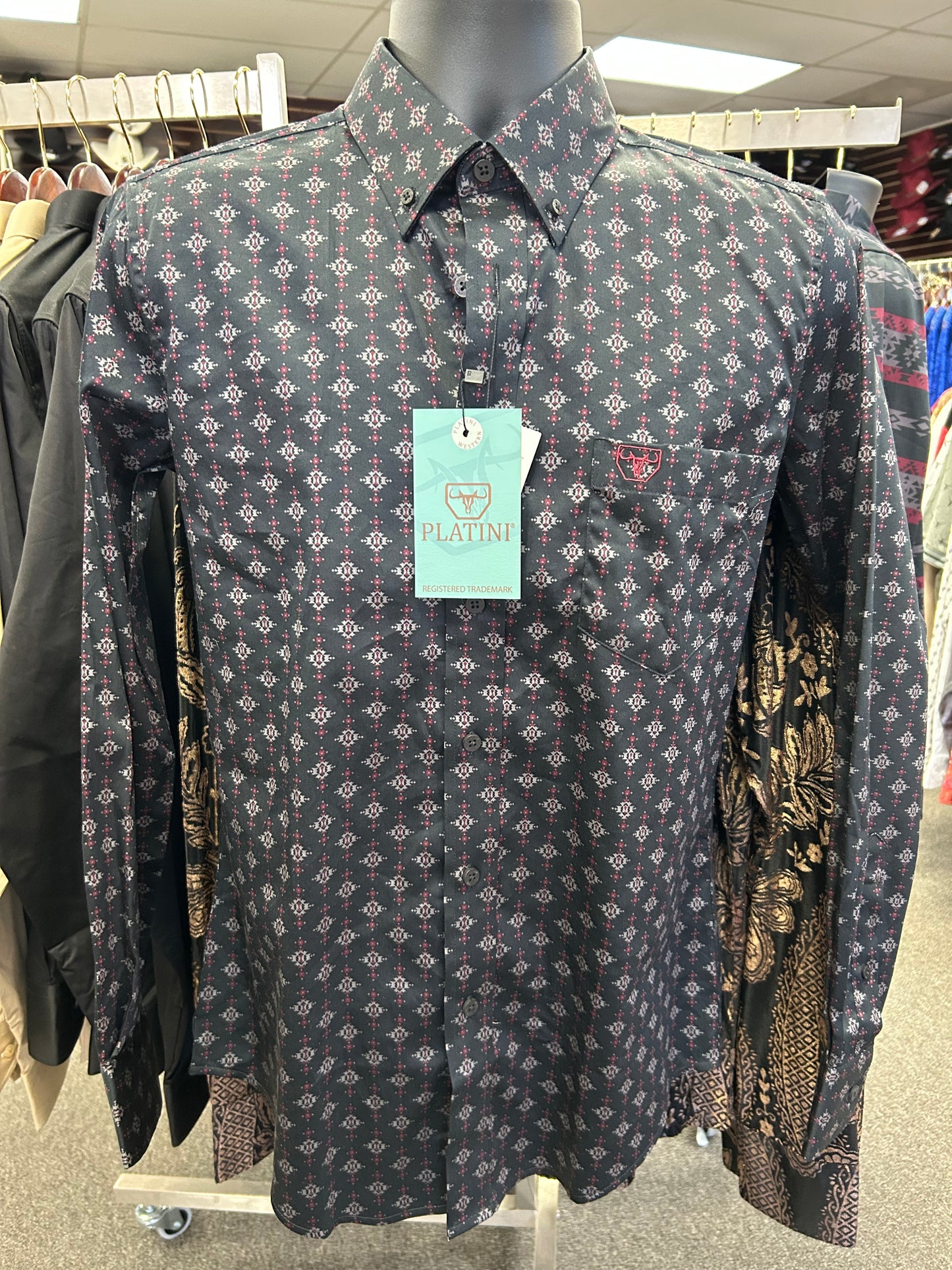 Black with Red Design Dress Shirt