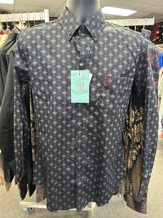 Black with Red Design Dress Shirt