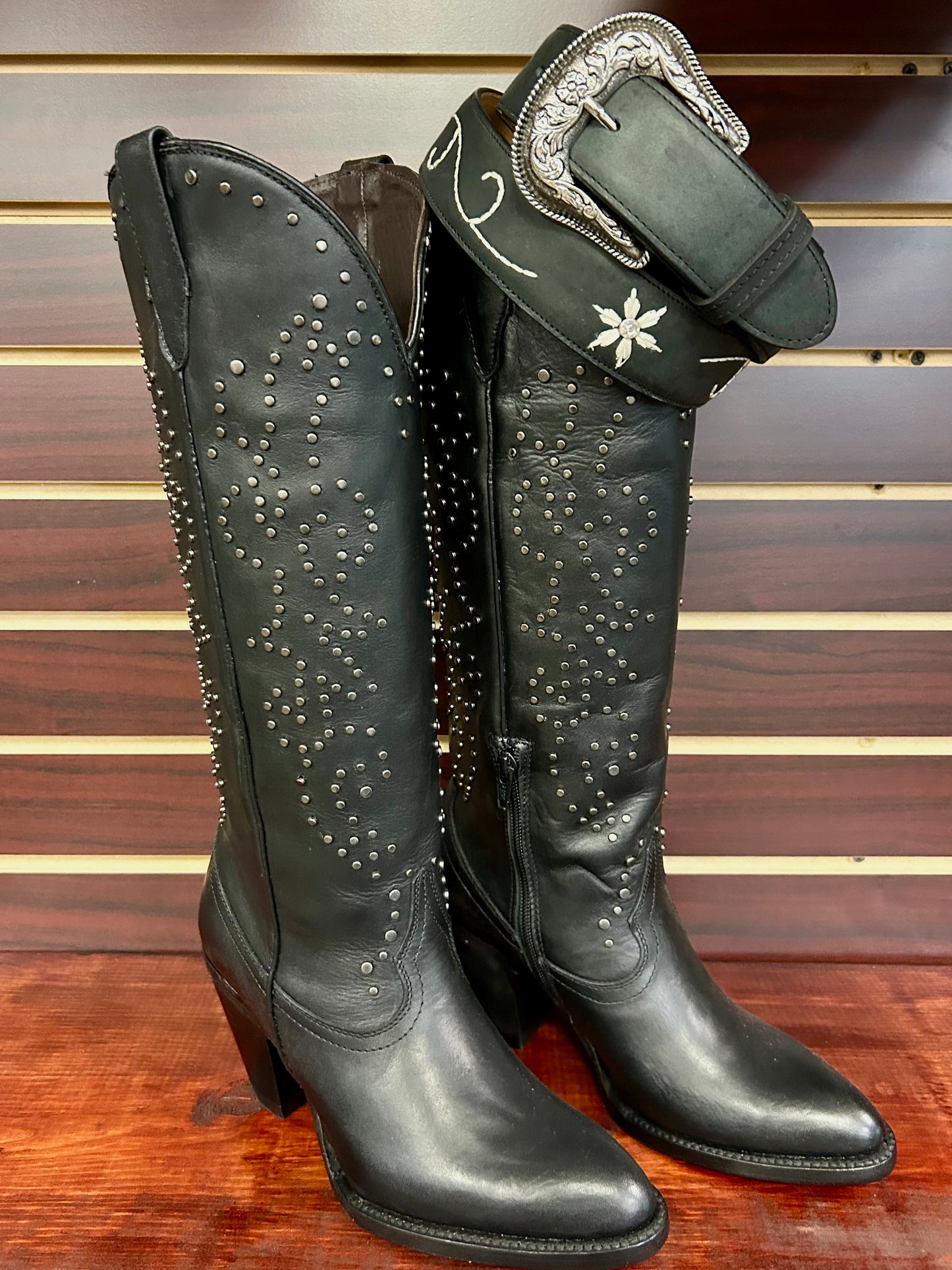 Taylor Black Knee High Snip Toe Boot