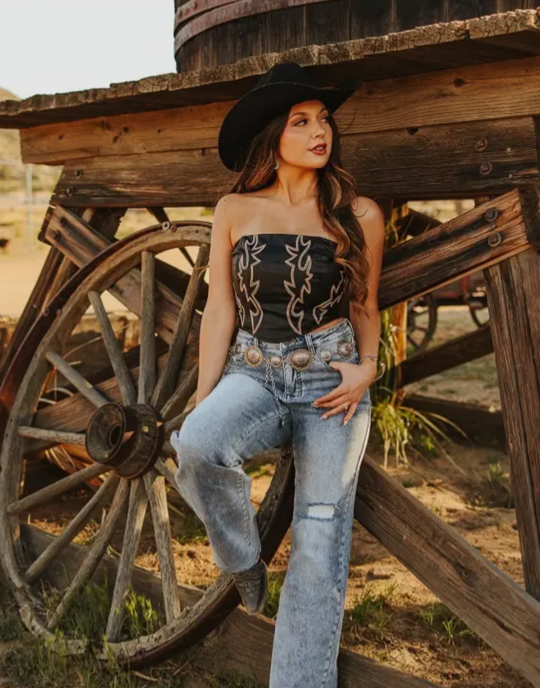 Leather Boot Stitch Black Corset