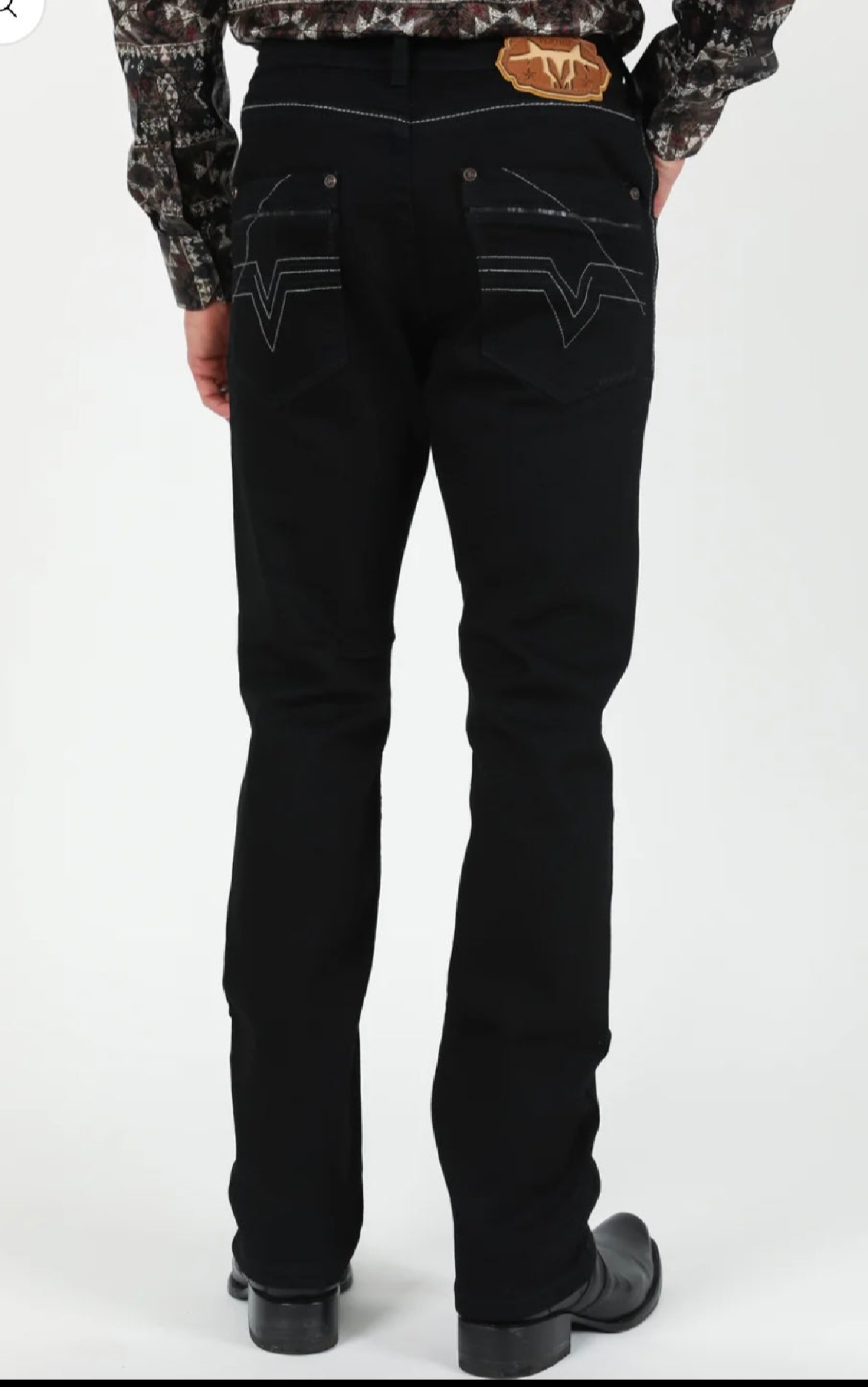 Black Bootcut Jeans with Embroidered Pockets