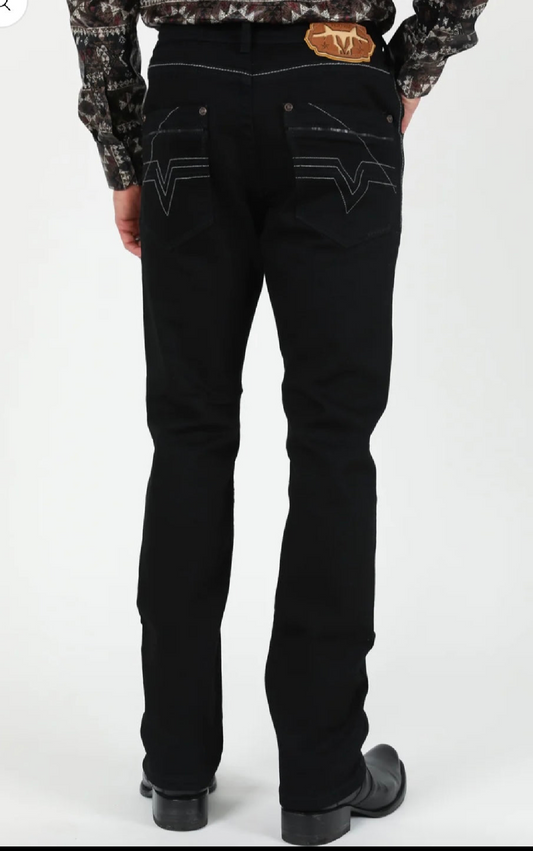 Black Bootcut Jeans with Embroidered Pockets