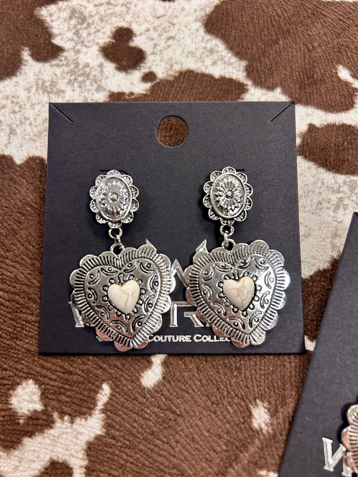 Southwestern Heart Concho Drop Earrings