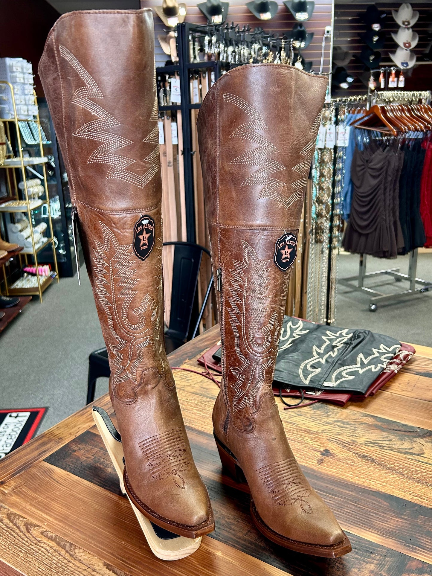 Snip Toe Over the Knee Boot (Light Brown)