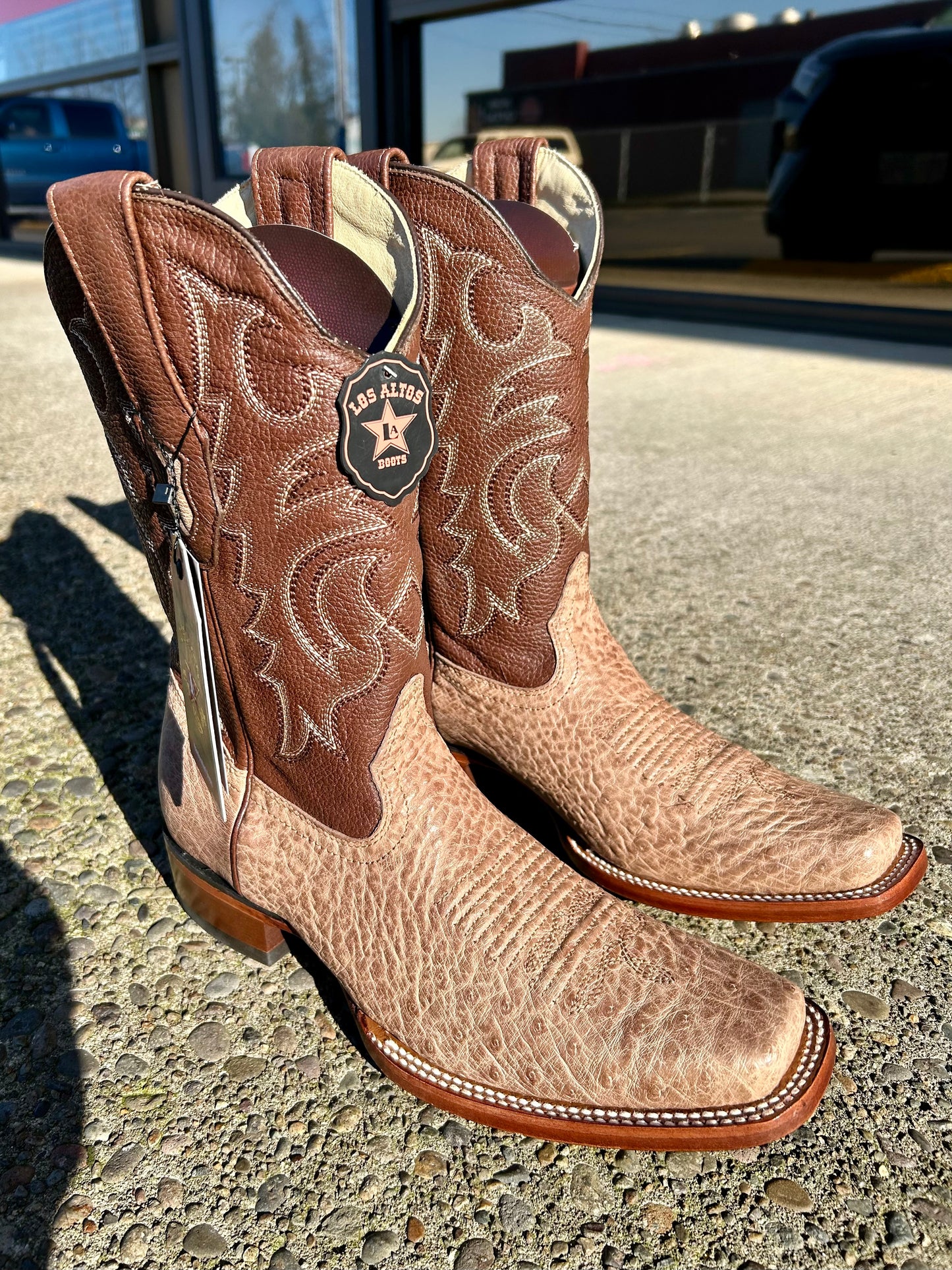Los Altos Rodeo Genuine Ostrich Belly Mocha Boot