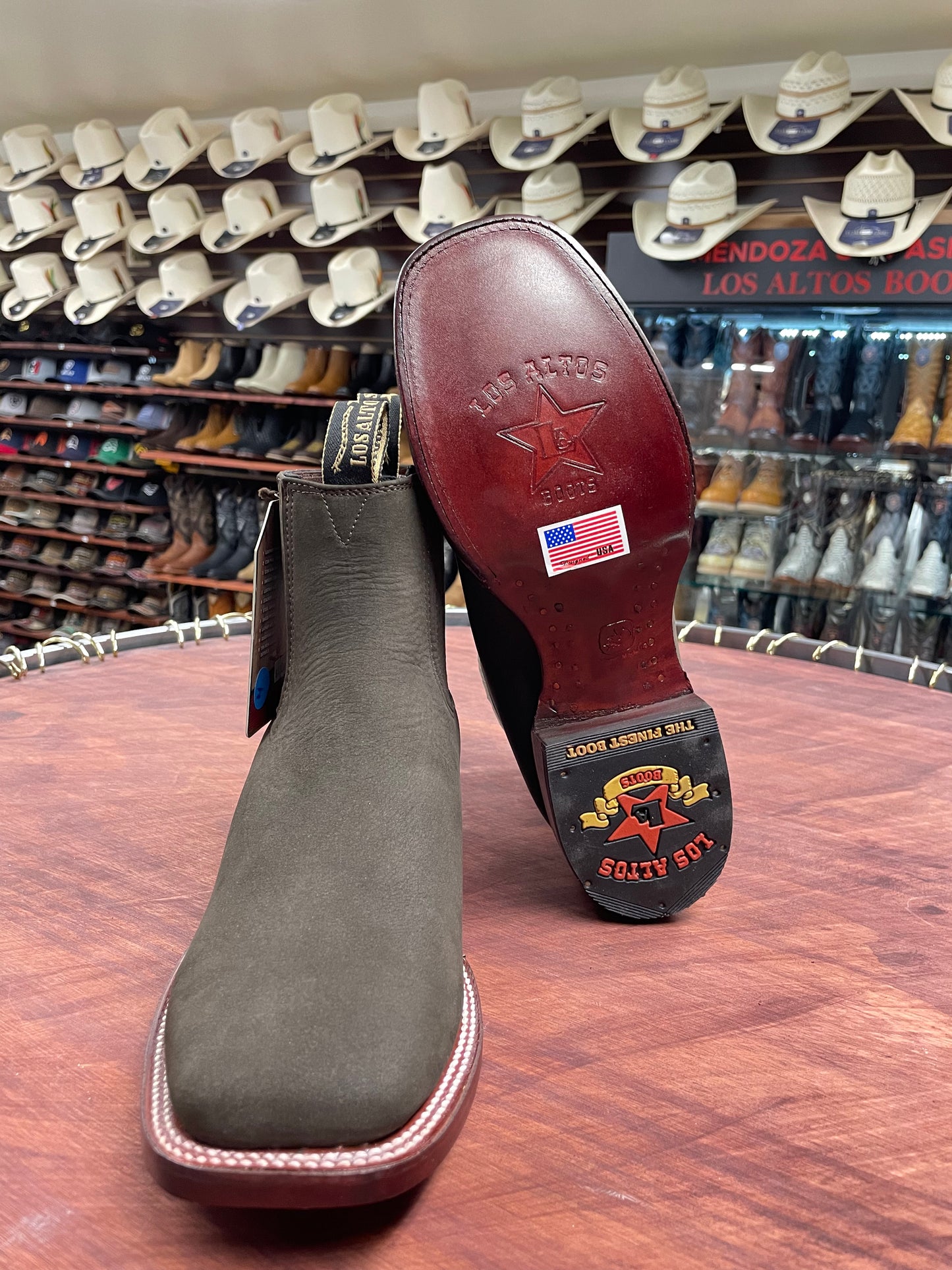 Los Altos Suede Square Toe Dark Tabaco Boot