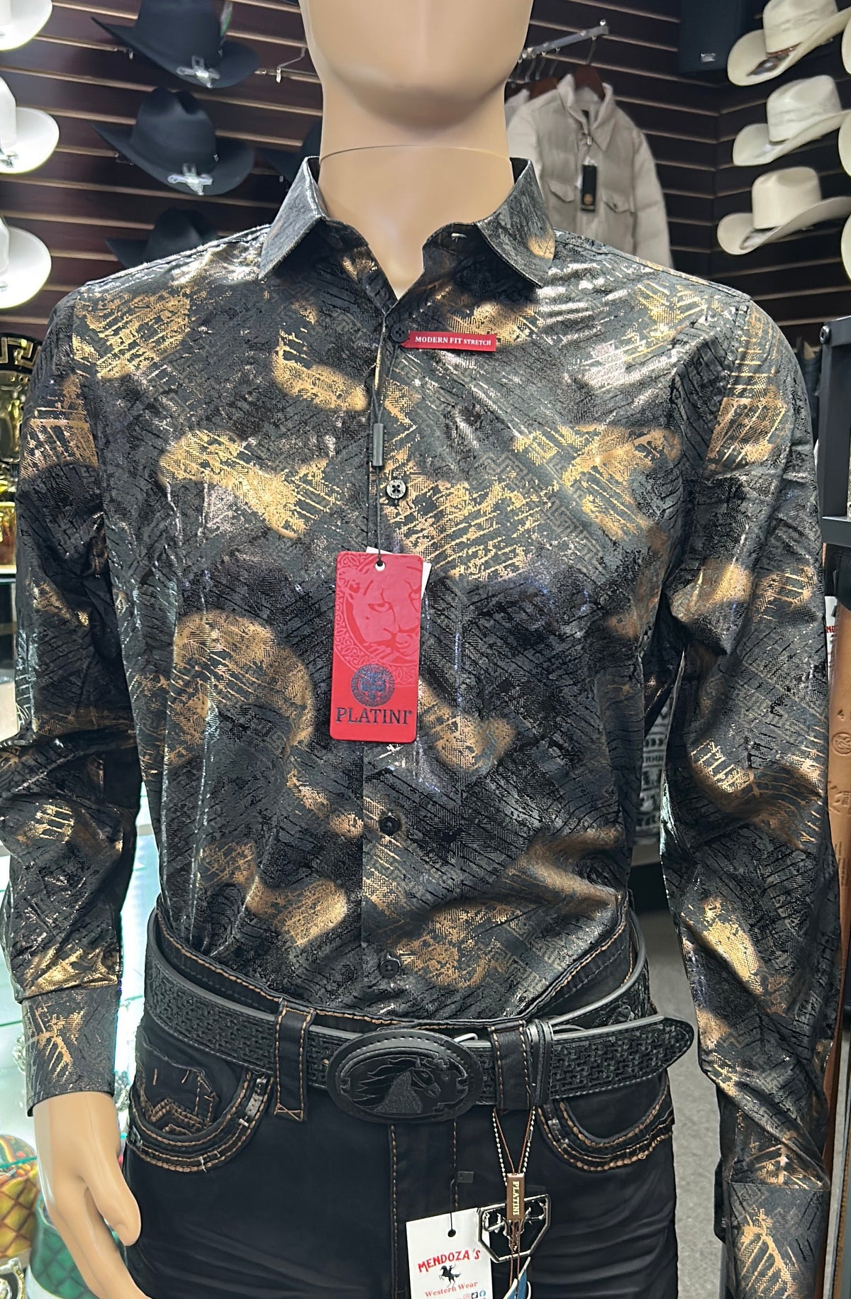 Men’s Black & Gold Elegant Long Sleeve Shirt