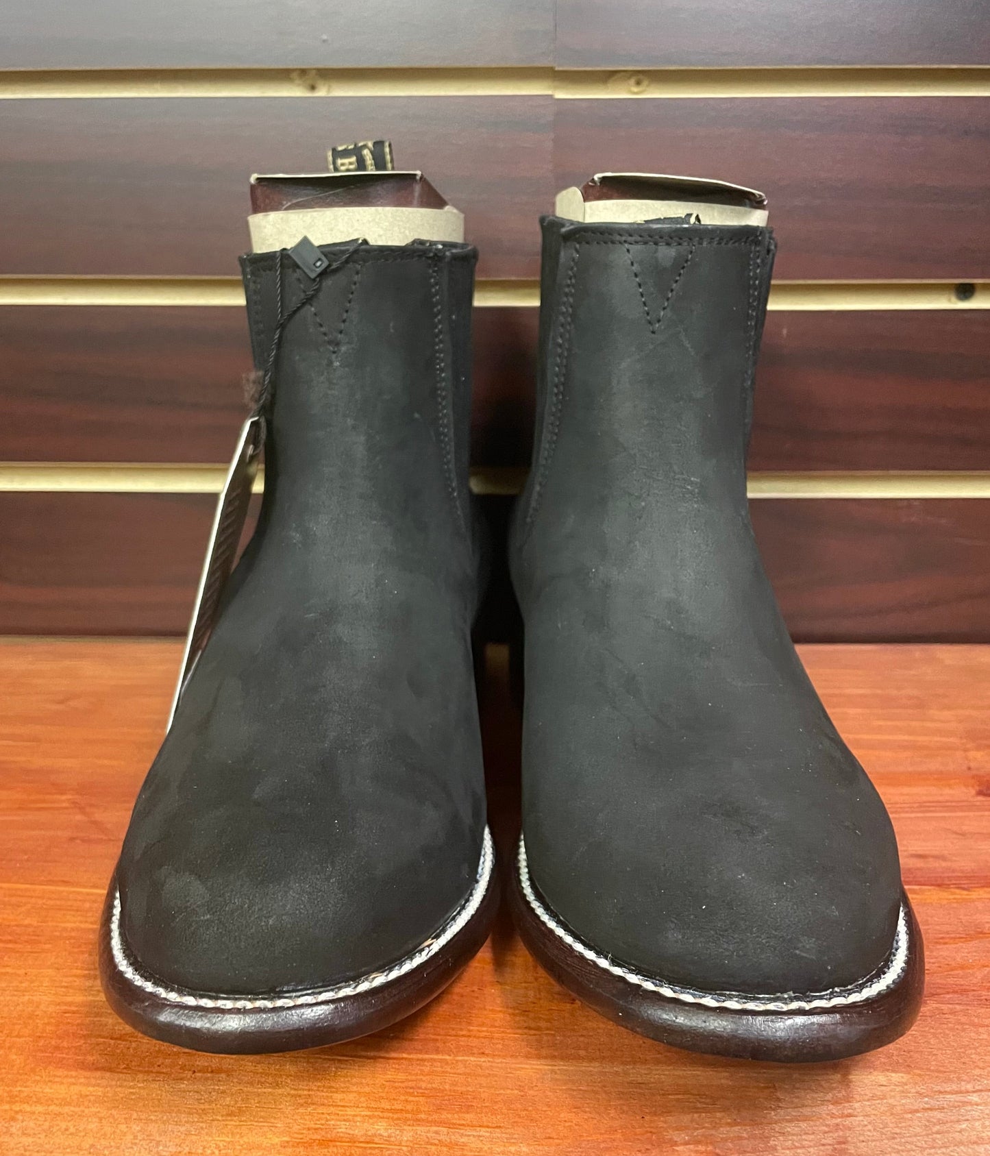 Nobuck Charro Short Boot Oval Toe (Black)