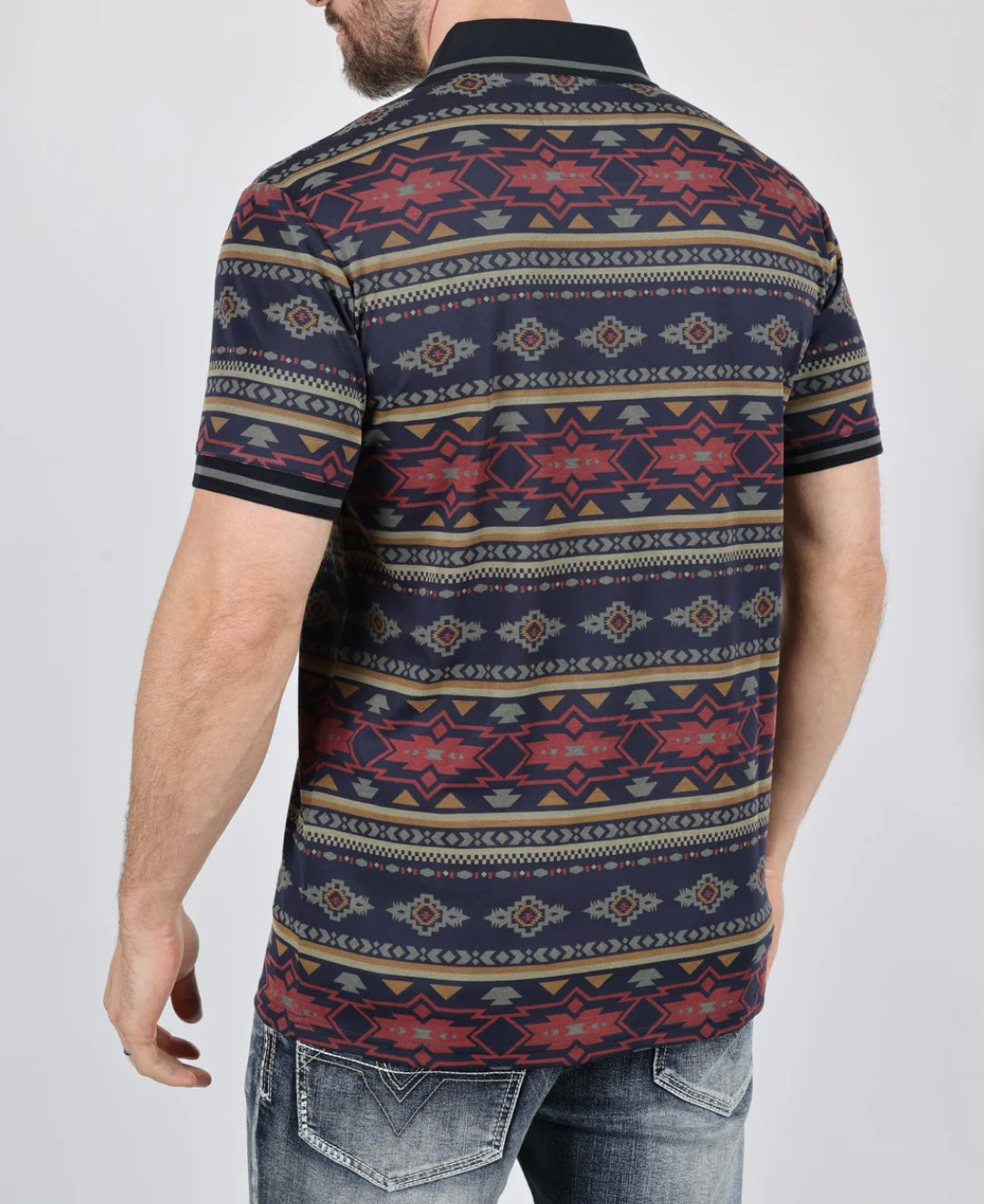 Navy Aztec Print Polo