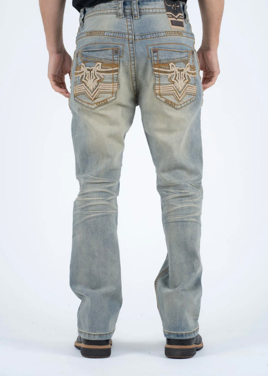 Platini Light Blue Washed Slim Bootcut Jeans