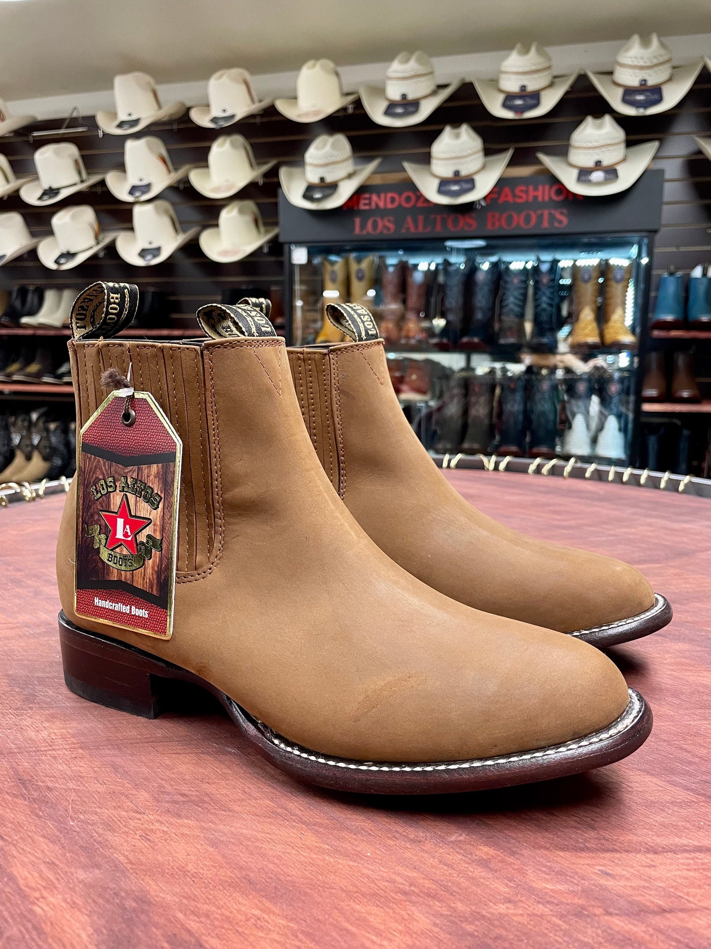 Los Altos Charro Short Boot Oval Nobuck Chedron