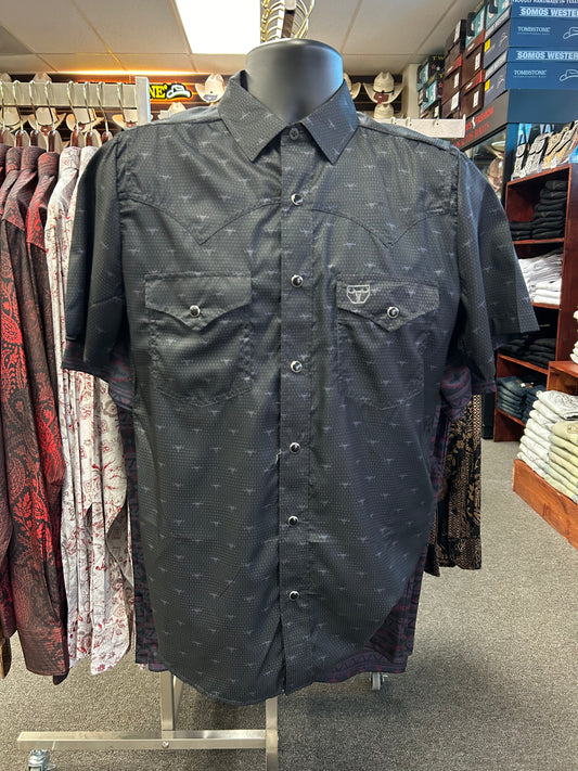 Black Short Sleeve with Long Horns Shirt