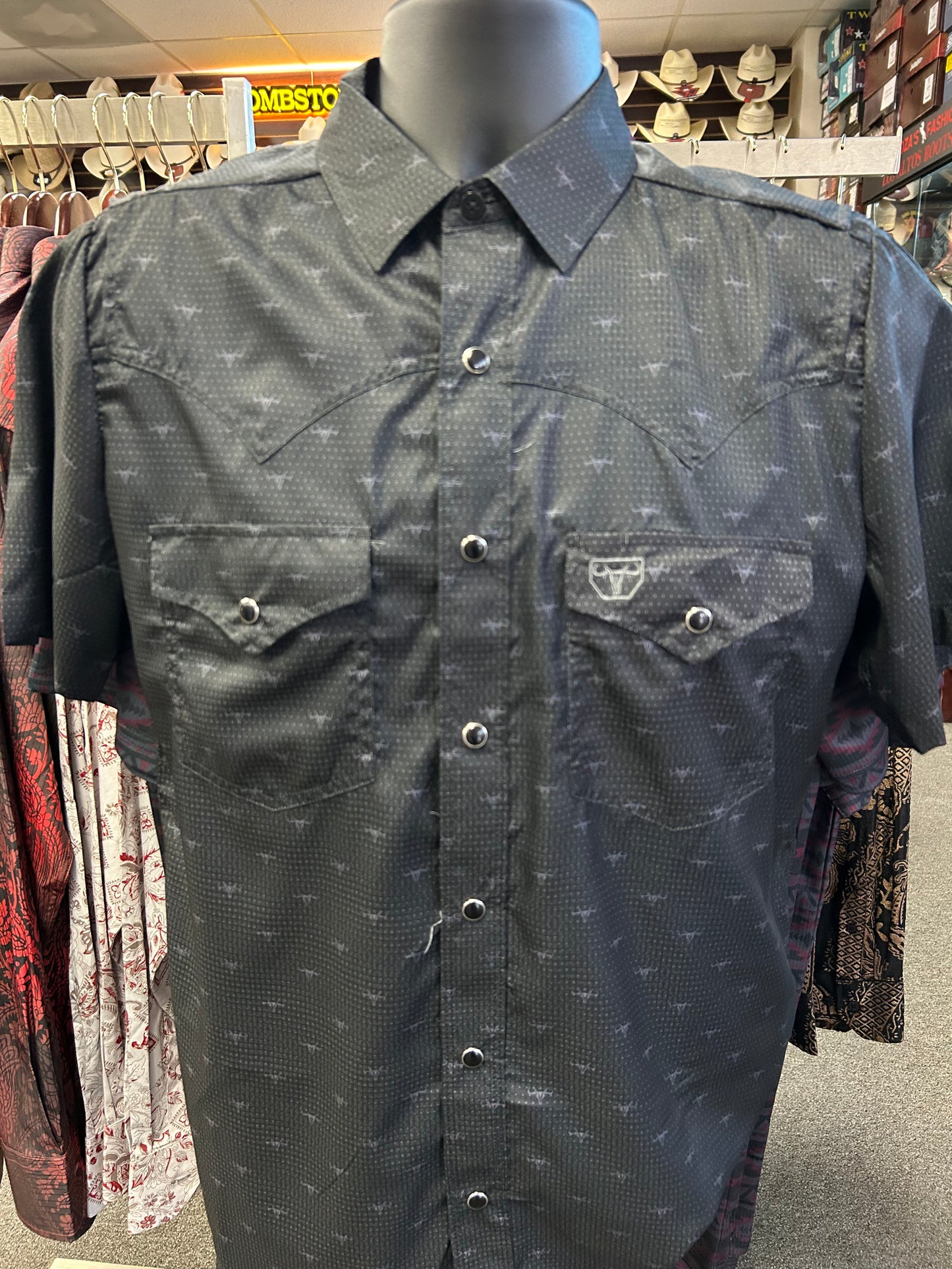 Black Short Sleeve with Long Horns Shirt